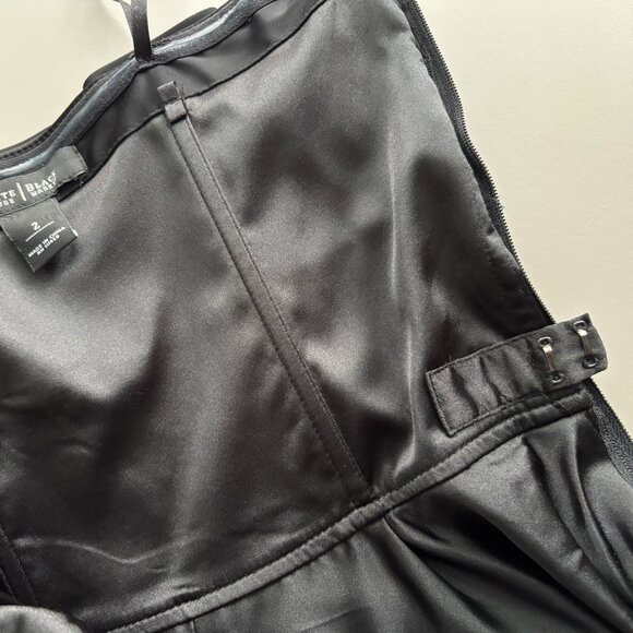 WHBM Black Duchess Satin Strapless High Low Hem Ball Gown with Pockets, sz 2 XXS - Picture 11 of 13